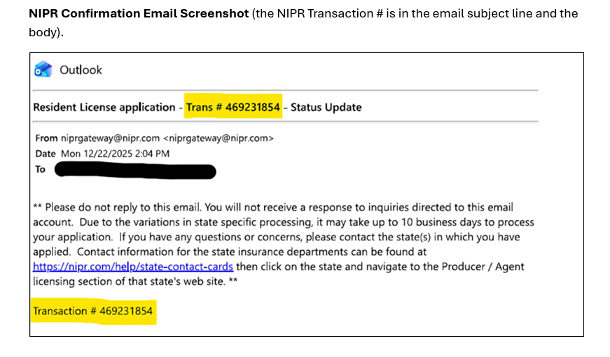 Compliance Email Screenshot